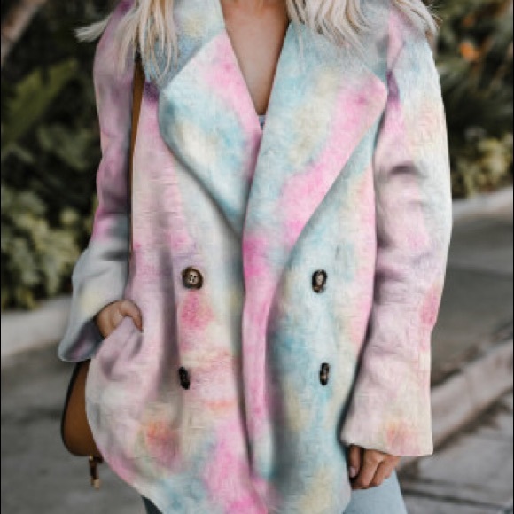 HPx2 Tie Dye Open Front Fleece Coat - Picture 2 of 4